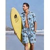 Ekouaer Men’s Hawaiian Shirt and Shorts Sets 2 Piece Beach Outfits Button Down Summer Pajamas Set Vacation Lounge Sets XS-XXL(Coconut Tree & Light Blue)