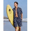 Ekouaer Men’s Hawaiian Shirt and Shorts Sets 2 Piece Beach Outfits Button Down Summer Pajamas Set Vacation Lounge Sets XS-XXL(Dinosaur Skeleton)