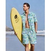 Ekouaer Men’s Hawaiian Shirt and Shorts Sets 2 Piece Beach Outfits Button Down Summer Pajamas Set Vacation Lounge Sets XS-XXL(Flamingo)
