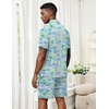 Ekouaer Men’s Hawaiian Shirt and Shorts Sets 2 Piece Beach Outfits Button Down Summer Pajamas Set Vacation Lounge Sets XS-XXL(Flamingo)