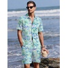 Ekouaer Men’s Hawaiian Shirt and Shorts Sets 2 Piece Beach Outfits Button Down Summer Pajamas Set Vacation Lounge Sets XS-XXL(Flamingo)