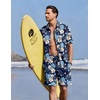 Ekouaer Men’s Hawaiian Shirt and Shorts Sets 2 Piece Beach Outfits Button Down Summer Pajamas Set Vacation Lounge Sets XS-XXL(Hawaiian Flower Blue Leaves)