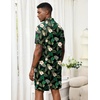 Ekouaer Men’s Hawaiian Shirt and Shorts Sets 2 Piece Beach Outfits Button Down Summer Pajamas Set Vacation Lounge Sets XS-XXL(Hawaiian Flower Green Leaves)