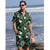 Ekouaer Men’s Hawaiian Shirt and Shorts Sets 2 Piece Beach Outfits Button Down Summer Pajamas Set Vacation Lounge Sets XS-XXL(Hawaiian Flower Green Leaves)