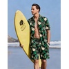 Ekouaer Men’s Hawaiian Shirt and Shorts Sets 2 Piece Beach Outfits Button Down Summer Pajamas Set Vacation Lounge Sets XS-XXL(Hawaiian Flower Green Leaves)
