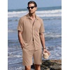 Ekouaer Men’s Hawaiian Shirt and Shorts Sets 2 Piece Beach Outfits Button Down Summer Pajamas Set Vacation Lounge Sets XS-XXL(Khaki)