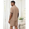 Ekouaer Men’s Hawaiian Shirt and Shorts Sets 2 Piece Beach Outfits Button Down Summer Pajamas Set Vacation Lounge Sets XS-XXL(Khaki)