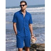 Ekouaer Men’s Hawaiian Shirt and Shorts Sets 2 Piece Beach Outfits Button Down Summer Pajamas Set Vacation Lounge Sets XS-XXL(Royal Blue)