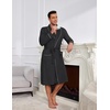 Ekouaer Mens Robes Lightweight Waffle Knit Kimono Bathrobe Long Sleeve Sleepwear Soft Knee Length Robe with Pockets S-3XL(Black)