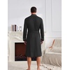 Ekouaer Mens Robes Lightweight Waffle Knit Kimono Bathrobe Long Sleeve Sleepwear Soft Knee Length Robe with Pockets S-3XL(Black)