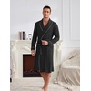 Ekouaer Mens Robes Lightweight Waffle Knit Kimono Bathrobe Long Sleeve Sleepwear Soft Knee Length Robe with Pockets S-3XL(Black)