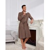 Ekouaer Mens Robes Lightweight Waffle Knit Kimono Bathrobe Long Sleeve Sleepwear Soft Knee Length Robe with Pockets S-3XL(Brown)