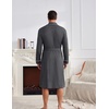 Ekouaer Mens Robes Lightweight Waffle Knit Kimono Bathrobe Long Sleeve Sleepwear Soft Knee Length Robe with Pockets S-3XL(Dark Grey)