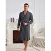 Ekouaer Mens Robes Lightweight Waffle Knit Kimono Bathrobe Long Sleeve Sleepwear Soft Knee Length Robe with Pockets S-3XL(Dark Grey)