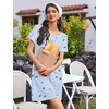 Ekouaer Nightgowns for Women 2 Pack Night Gowns Short Sleeve Sleepshirts Pullover Nightshirts Soft Sleepwear(Coffee/Star Print)