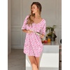 Ekouaer Nightgowns for Women Bamboo Viscose Sleepshirt Short sleeve Nightshirt V Neck T shirt Night gown Boyfriend Sleepwear(Floral Pink)