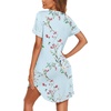 Ekouaer Nightgowns for Women Button Down Night Gowns Short Sleeve Sleep Shirt V Neck Nightshirt Soft Sleepwear Pajams Dress(Blue Floral)