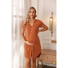 Ekouaer Nightgowns for Women Button Down Night Gowns Short Sleeve Sleep Shirt V Neck Nightshirt Soft Sleepwear Pajams Dress(Camel)