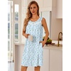 Ekouaer Nightgowns for Women Button Up Sleepshirt Tank Sleeveless Nightshirt Soft Sleepwear with Pockets S-XXXL(Blue Floral)
