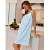 Ekouaer Nightgowns for Women Button Up Sleepshirt Tank Sleeveless Nightshirt Soft Sleepwear with Pockets S-XXXL(Blue Floral)
