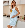 Ekouaer Nightgowns for Women Button Up Sleepshirt Tank Sleeveless Nightshirt Soft Sleepwear with Pockets S-XXXL(Blue Floral)