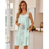 Ekouaer Nightgowns for Women Button Up Sleepshirt Tank Sleeveless Nightshirt Soft Sleepwear with Pockets S-XXXL(Cyan White Floral)
