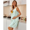 Ekouaer Nightgowns for Women Button Up Sleepshirt Tank Sleeveless Nightshirt Soft Sleepwear with Pockets S-XXXL(Cyan White Floral)