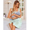Ekouaer Nightgowns for Women Button Up Sleepshirt Tank Sleeveless Nightshirt Soft Sleepwear with Pockets S-XXXL(Cyan White Floral)