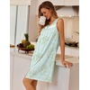 Ekouaer Nightgowns for Women Button Up Sleepshirt Tank Sleeveless Nightshirt Soft Sleepwear with Pockets S-XXXL(Cyan White Floral)