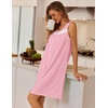 Ekouaer Nightgowns for Women Button Up Sleepshirt Tank Sleeveless Nightshirt Soft Sleepwear with Pockets S-XXXL(Dark Pink)