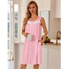 Ekouaer Nightgowns for Women Button Up Sleepshirt Tank Sleeveless Nightshirt Soft Sleepwear with Pockets S-XXXL(Dark Pink)