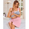 Ekouaer Nightgowns for Women Button Up Sleepshirt Tank Sleeveless Nightshirt Soft Sleepwear with Pockets S-XXXL(Dark Pink)