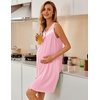 Ekouaer Nightgowns for Women Button Up Sleepshirt Tank Sleeveless Nightshirt Soft Sleepwear with Pockets S-XXXL(Dark Pink)