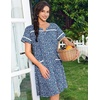 Ekouaer Nightgowns for Women House Dress with Pockets Snap Front House Coat Short Sleeve Duster Moo Moos Sleepwear S-3XL(Blue Floral)