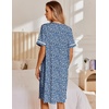 Ekouaer Nightgowns for Women House Dress with Pockets Snap Front House Coat Short Sleeve Duster Moo Moos Sleepwear S-3XL(Blue Floral)