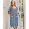 Ekouaer Nightgowns for Women House Dress with Pockets Snap Front House Coat Short Sleeve Duster Moo Moos Sleepwear S-3XL(Blue Floral)
