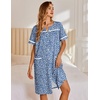 Ekouaer Nightgowns for Women House Dress with Pockets Snap Front House Coat Short Sleeve Duster Moo Moos Sleepwear S-3XL(Blue Floral)