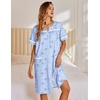 Ekouaer Nightgowns for Women House Dress with Pockets Snap Front House Coat Short Sleeve Duster Moo Moos Sleepwear S-3XL(Blue Flowers)
