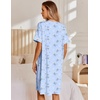 Ekouaer Nightgowns for Women House Dress with Pockets Snap Front House Coat Short Sleeve Duster Moo Moos Sleepwear S-3XL(Blue Flowers)