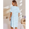 Ekouaer Nightgowns for Women House Dress with Pockets Snap Front House Coat Short Sleeve Duster Moo Moos Sleepwear S-3XL(Light-blue Floral)