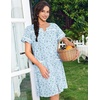 Ekouaer Nightgowns for Women House Dress with Pockets Snap Front House Coat Short Sleeve Duster Moo Moos Sleepwear S-3XL(Light-blue Floral)