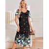 Ekouaer Nightgowns for Women Long Night Gown Pleated Moo Moos Short Sleeve House Dress Plus Size Lounge Dress S-5XL(Black Butterfly Floral)