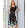 Ekouaer Nightgowns for Women Long Night Gown Pleated Moo Moos Short Sleeve House Dress Plus Size Lounge Dress S-5XL(Black Butterfly Floral)