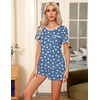 Ekouaer Pajama Set for Women 2 Piece Lounge Set Short Sleeve Tops and Shorts Soft Sleepwear, Chest Pocket(Blue-dot White Flower)