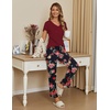 Ekouaer Pajama Sets Womens Short Sleeve Sleepwear Long Pants Pjs 2 Piece Lounge Set Soft Nightwear S-XXL(Black Red Flowers)