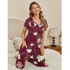 Ekouaer Pajama Sets Womens Short Sleeve Sleepwear Long Pants Pjs 2 Piece Lounge Set Soft Nightwear S-XXL(Wine Flowers)