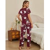 Ekouaer Pajama Sets Womens Short Sleeve Sleepwear Long Pants Pjs 2 Piece Lounge Set Soft Nightwear S-XXL(Wine Flowers)