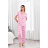 Ekouaer Pajamas for Women Set Button Up Sleepswear 2 Piece Short Sleeve PJ Top and Long Pants Loungwear With Pocket S-XXL(Love)