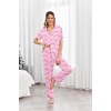 Ekouaer Pajamas for Women Set Button Up Sleepswear 2 Piece Short Sleeve PJ Top and Long Pants Loungwear With Pocket S-XXL(Love)