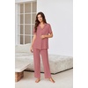 Ekouaer Pajamas for Women Set Button Up Sleepswear 2 Piece Short Sleeve PJ Top and Long Pants Loungwear With Pocket S-XXL(Old Rose)